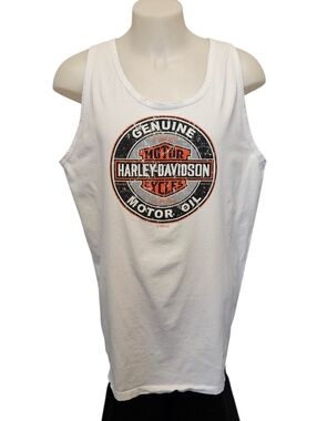 Harley-Davidson Motor Oil Round Logo Tank Top Savannah Ga Vintage 2006 Men's 2XL
